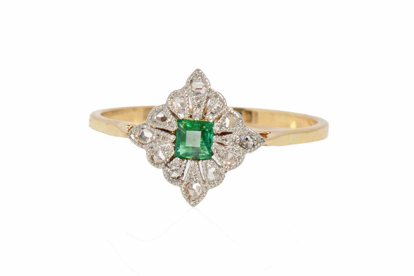 Good Things - Emerald Diamond Antique Ring