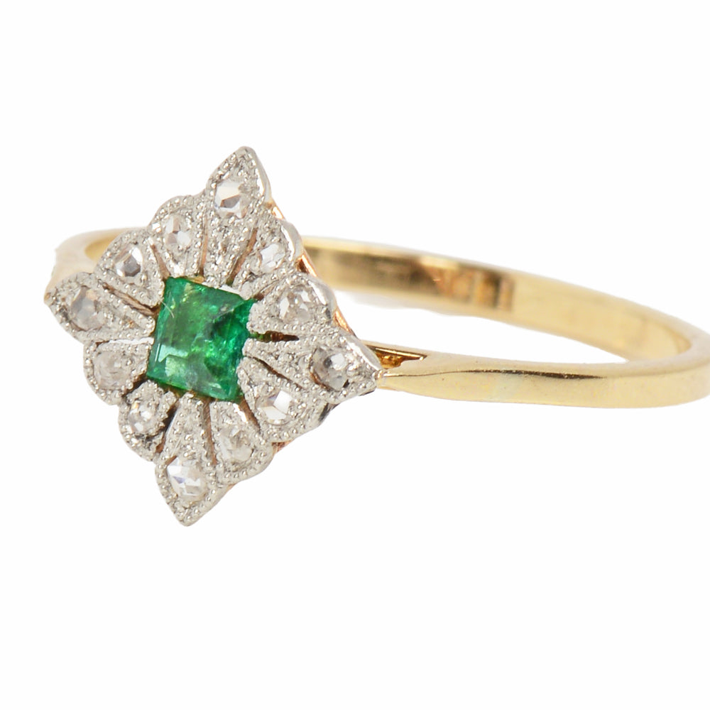 
                      
                        Good Things - Emerald Diamond Antique Ring
                      
                    