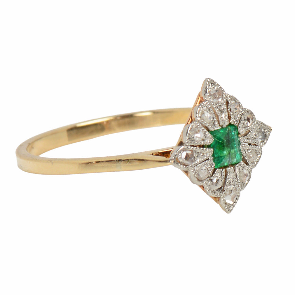 Good Things - Emerald Diamond Antique Ring