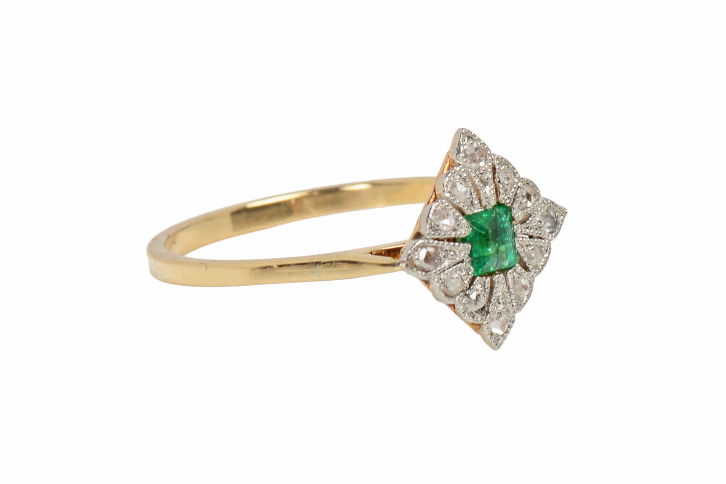 Good Things - Emerald Diamond Antique Ring
