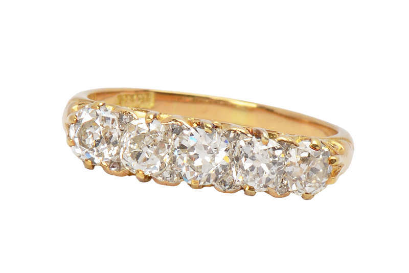 Five of Hearts - Antique Diamond 18k Ring