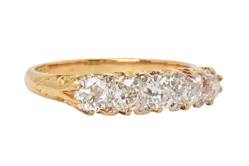 Five of Hearts - Antique Diamond 18k Ring