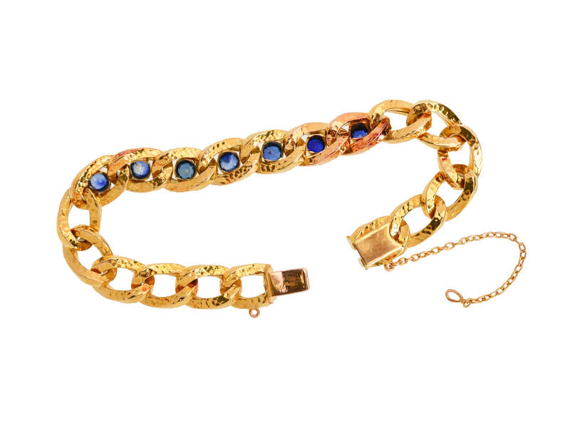 
                      
                        Antique French Sapphire Diamond 18k Bracelet
                      
                    