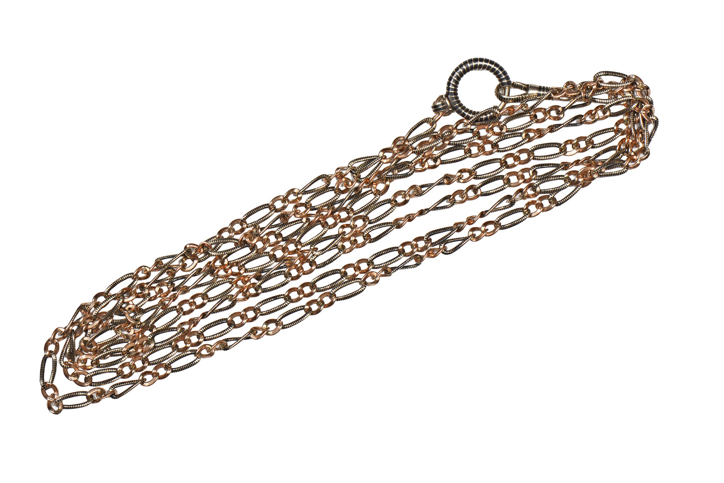 Victorian French Niello Long Guard Chain With Clasp