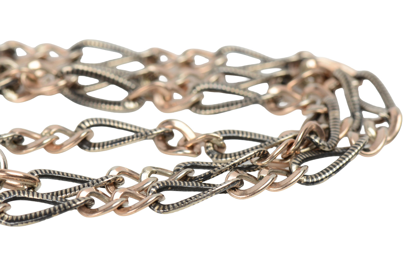 Victorian French Niello Long Guard Chain With Clasp
