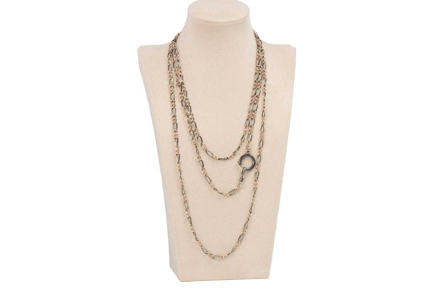 Victorian French Niello Long Guard Chain With Clasp