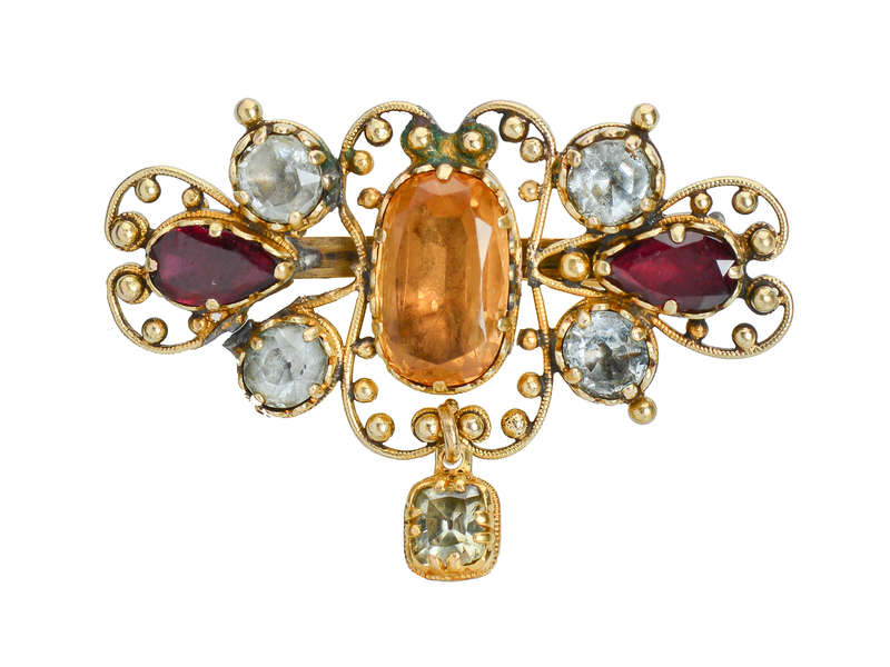 Georgian Topaz & Gem Set Brooch Pendant