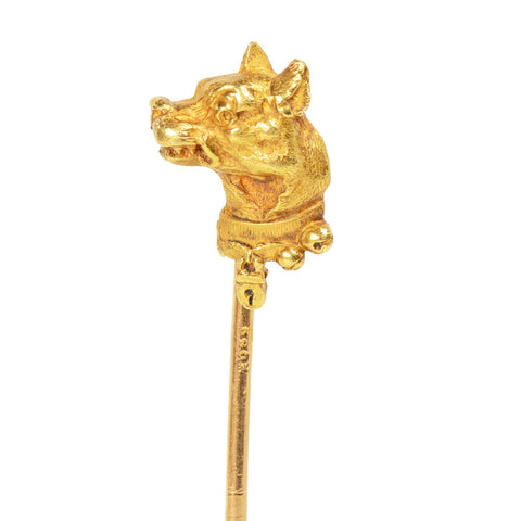 Antique French 18k Gold Dog Stickpin