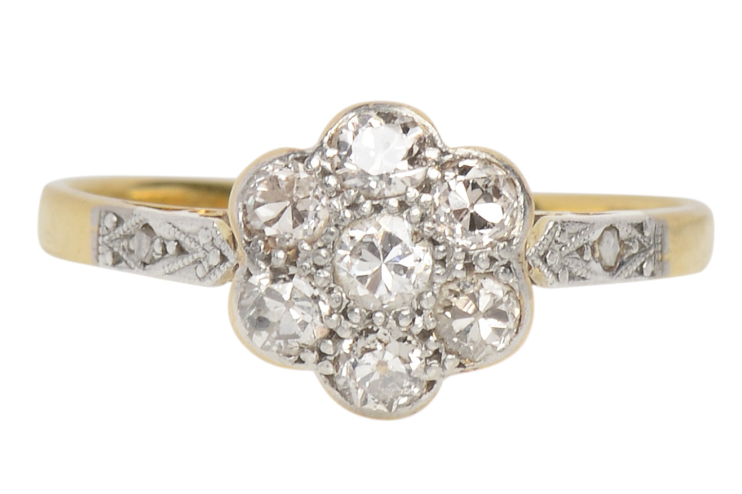 Antique Flower Motif Diamond Engagement Ring