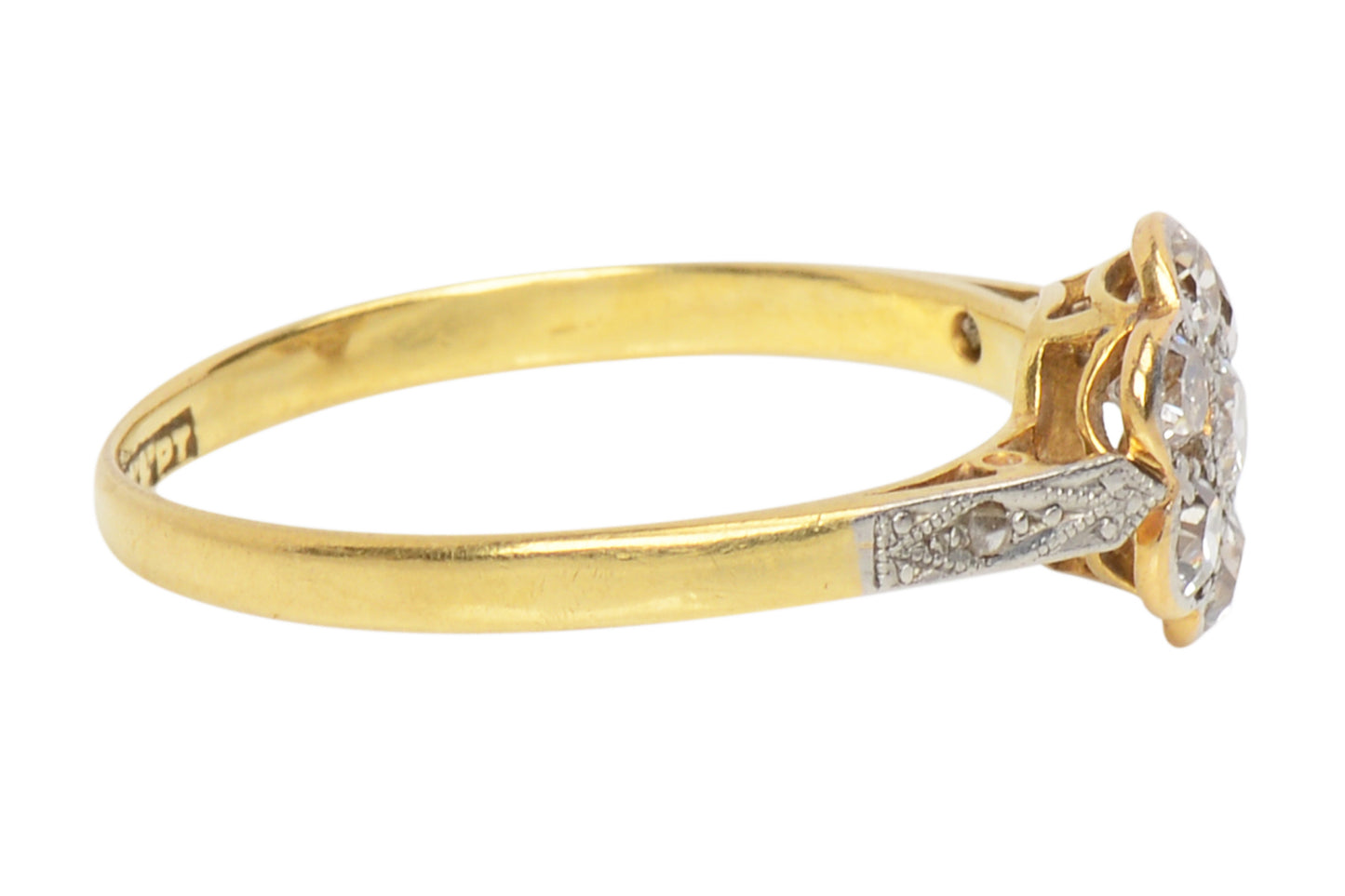 Antique Flower Motif Diamond Engagement Ring