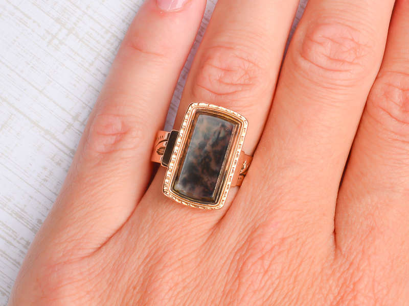 Antique Moss Agate Victorian Ring