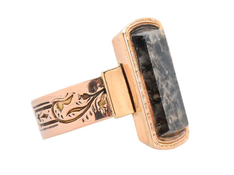 Antique Moss Agate Victorian Ring