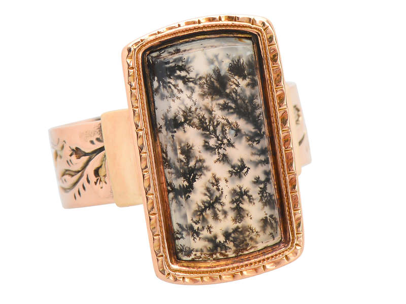 Antique Moss Agate Victorian Ring