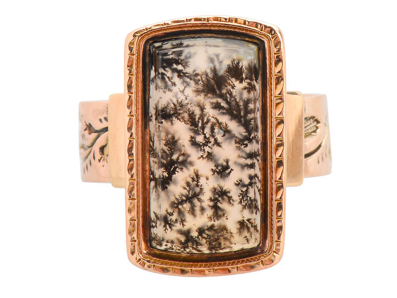 Antique Moss Agate Victorian Ring