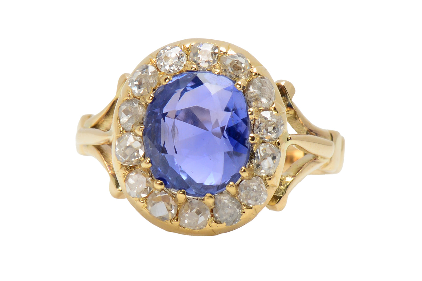 Victorian No Heat Color Shift Sapphire Diamond Ring