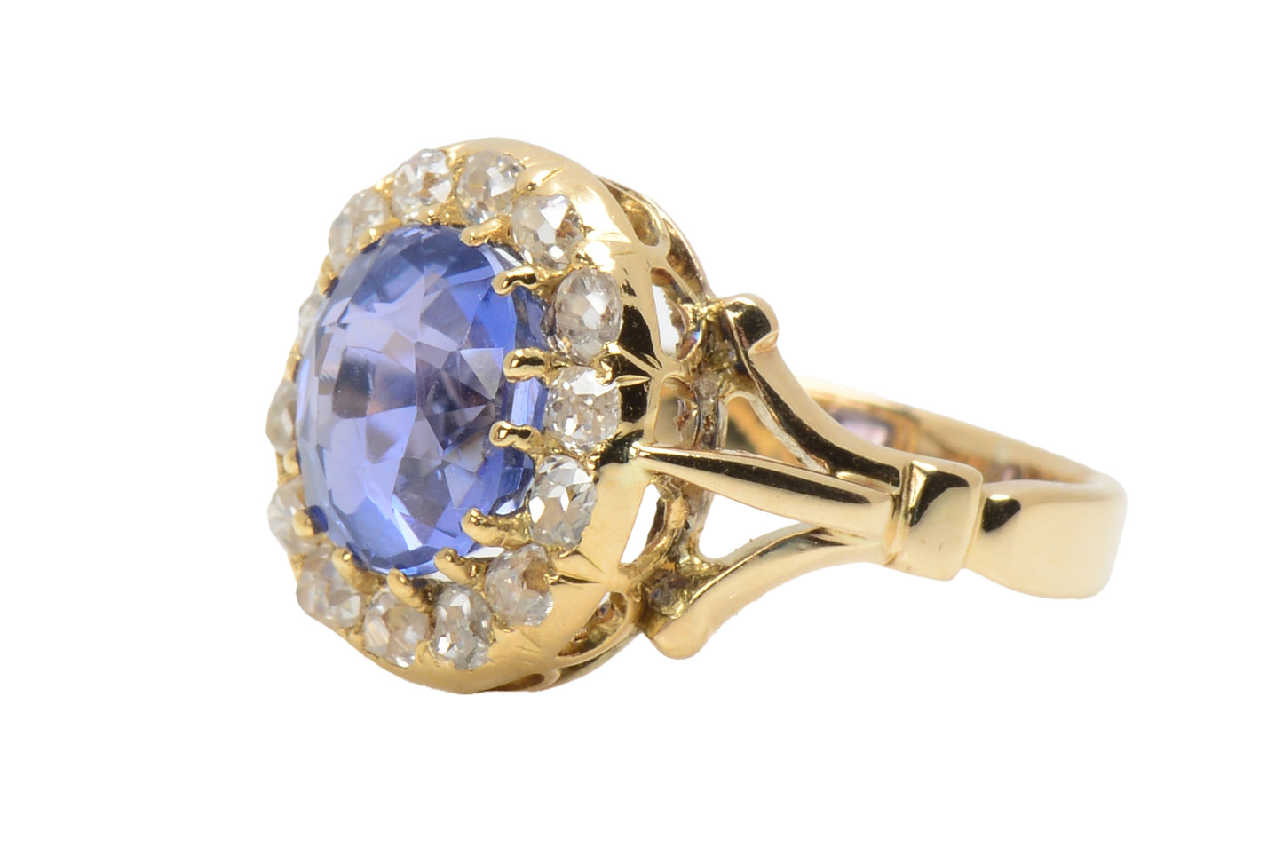 Victorian No Heat Color Shift Sapphire Diamond Ring