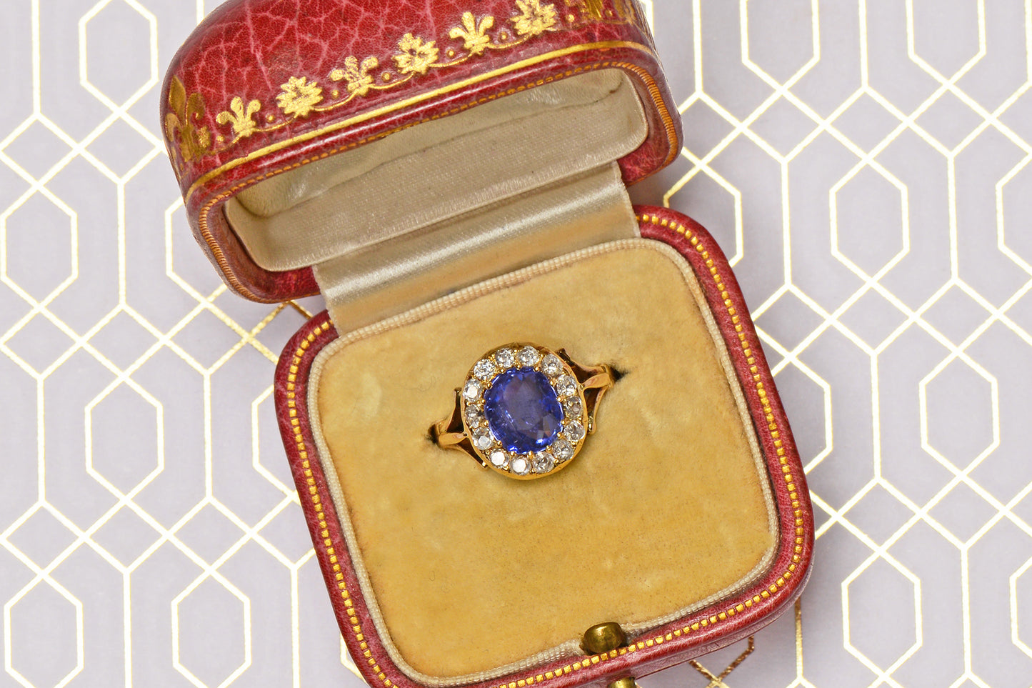 Victorian No Heat Color Shift Sapphire Diamond Ring