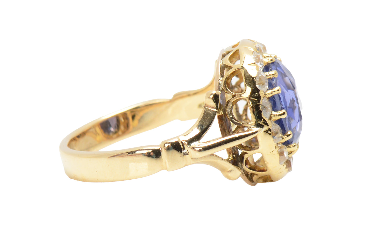 Victorian No Heat Color Shift Sapphire Diamond Ring