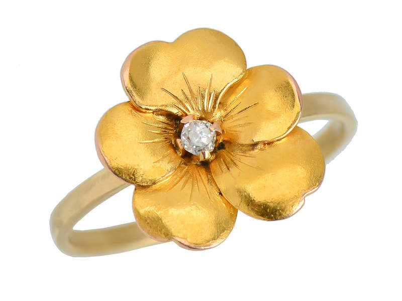 Antique Pansy Flower Diamond Ring