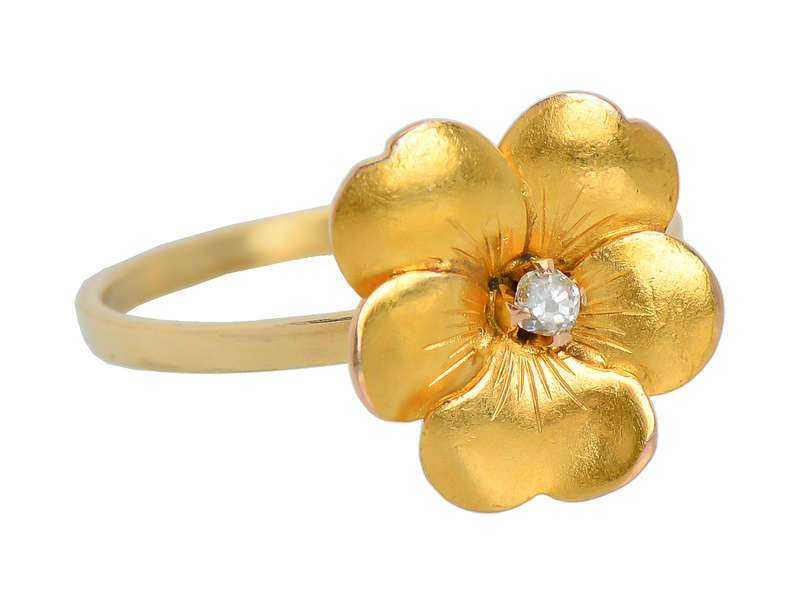 Antique Pansy Flower Diamond Ring