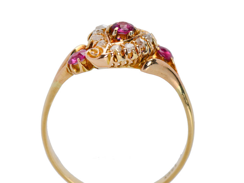 Antique Ruby Witch's Heart Diamond Ring