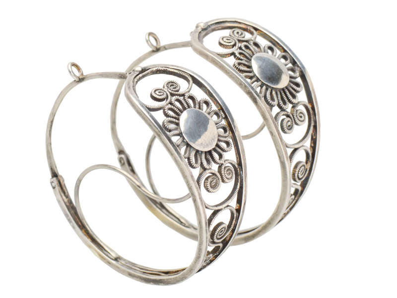 Rare Grand Silver Poissarde Earrings
