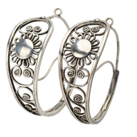 Rare Grand Silver Poissarde Earrings