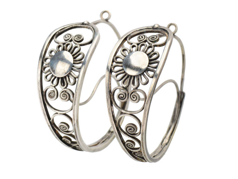 Rare Grand Silver Poissarde Earrings