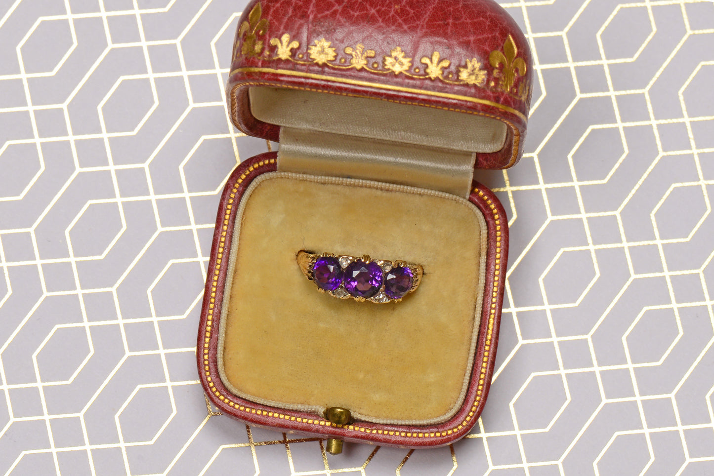 Depth of Feeling - Three Amethyst Antique Ring