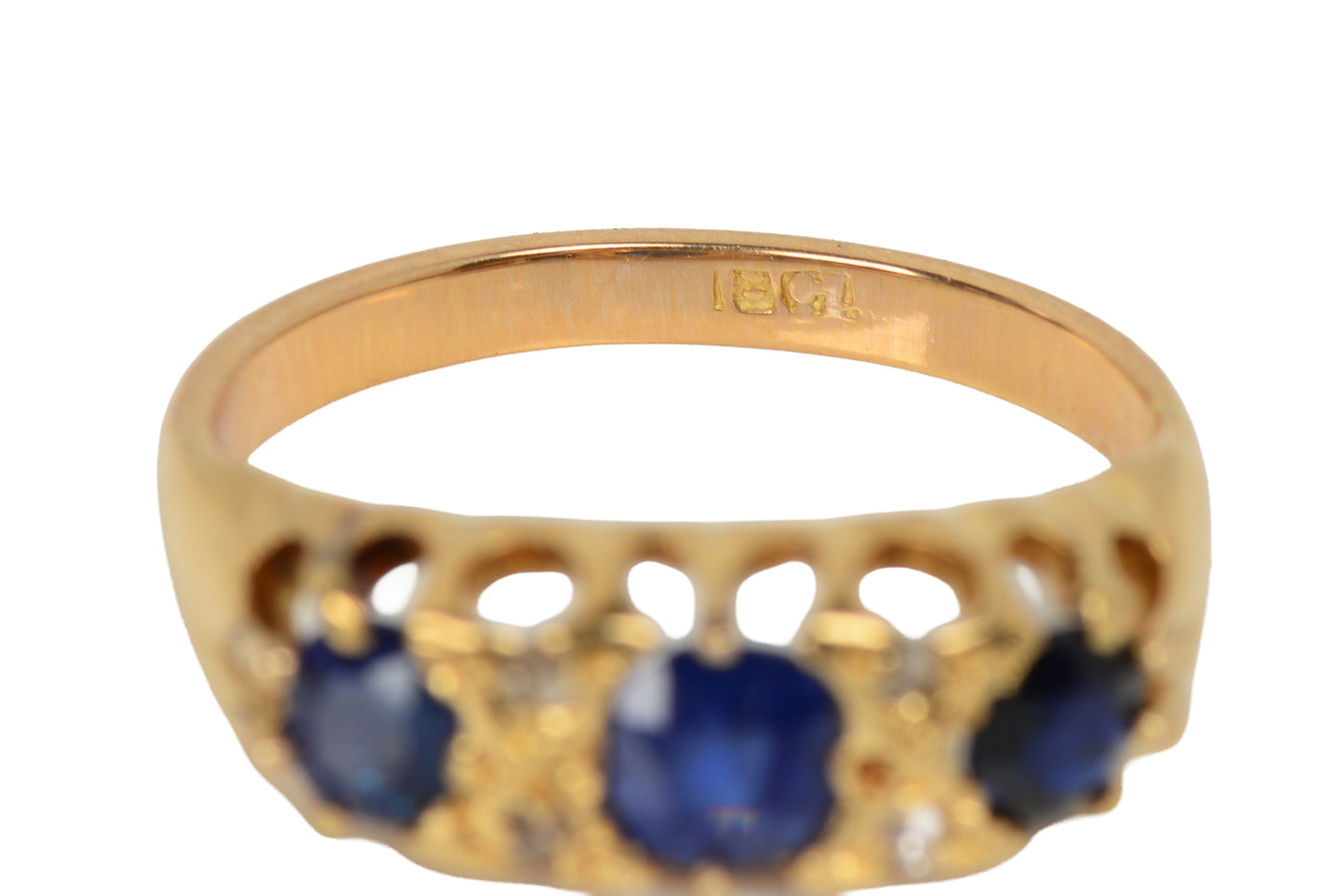 Preservation - Three Sapphire Diamond 18k Ring