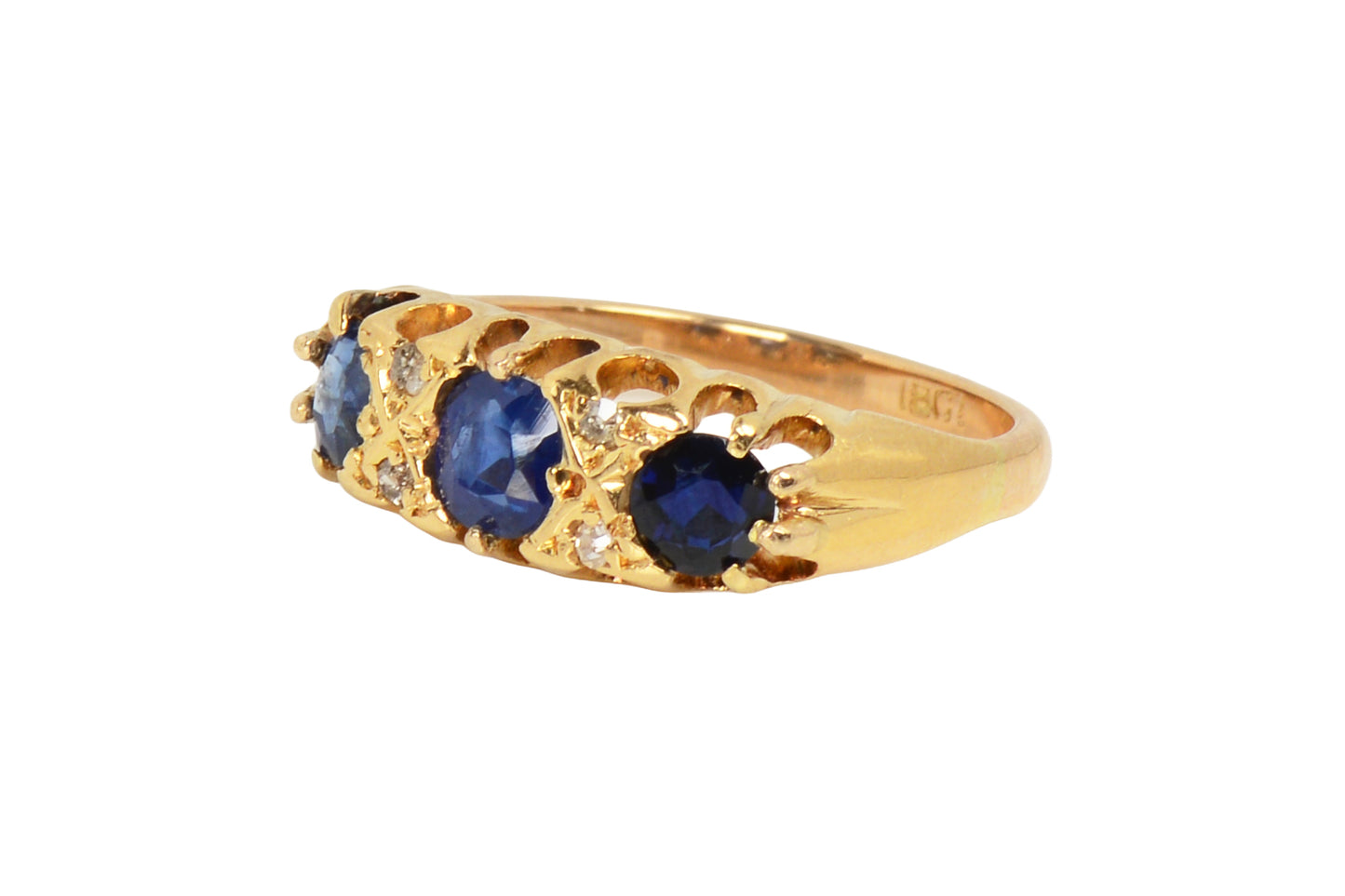 Preservation - Three Sapphire Diamond 18k Ring