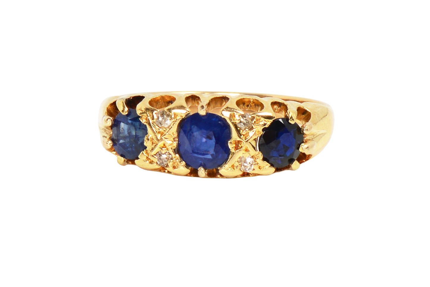 Preservation - Three Sapphire Diamond 18k Ring