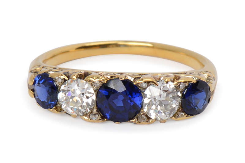 Trip the Light - Antique Diamond Sapphire Ring