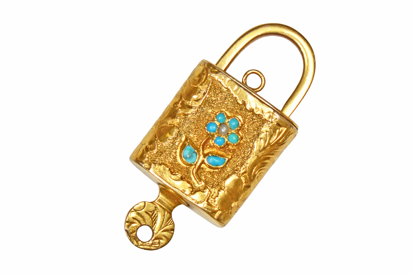 Forget-Me-Not Flower Opening Padlock & Key Pendant
