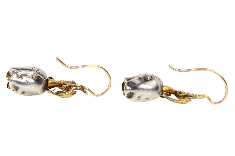 Art Imitates Life - Three Color Rose Bud & Leaf Earrings