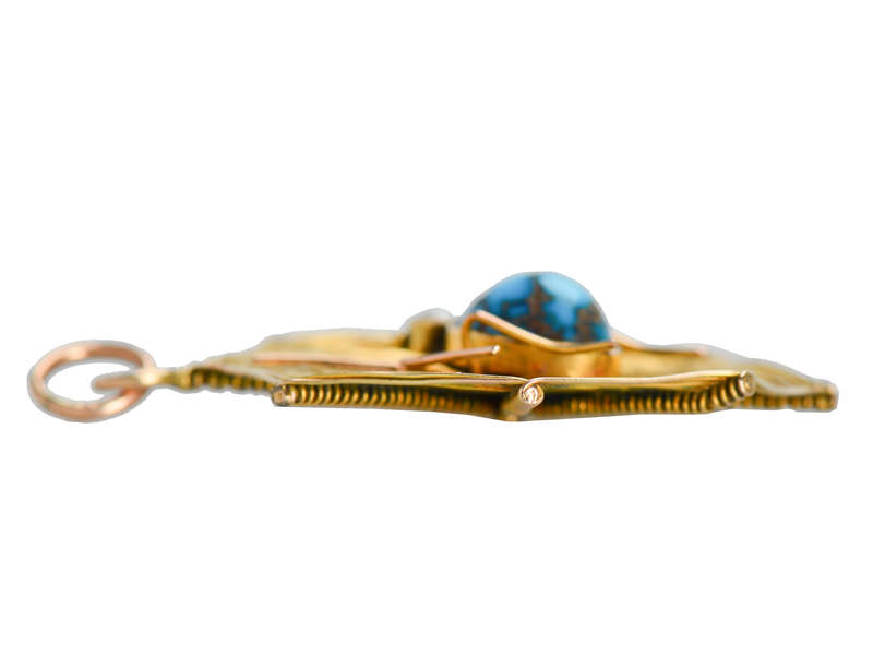 Web of Gold - Turquoise Pearl Spider Pendant