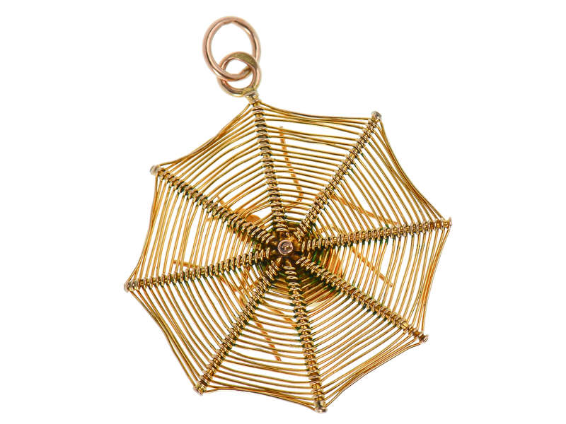 Web of Gold - Turquoise Pearl Spider Pendant
