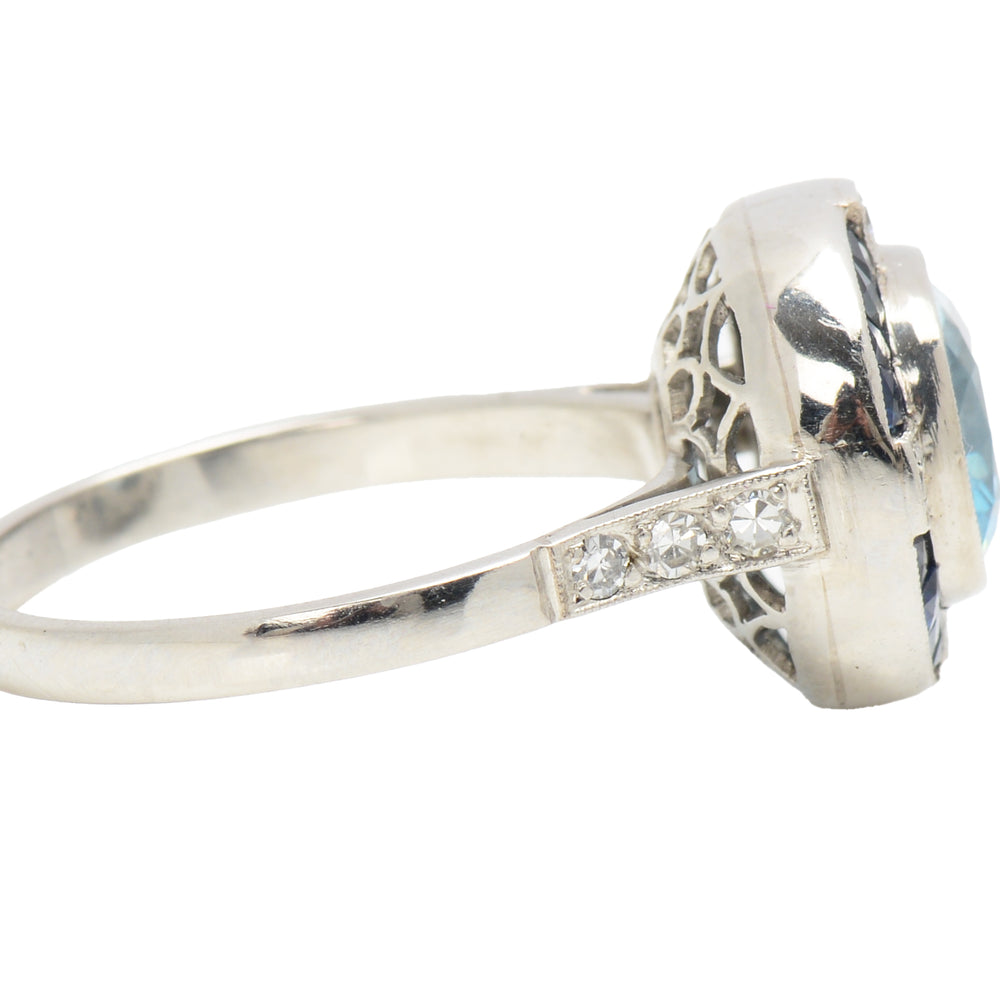 
                      
                        Aquamarine Sapphire Diamond Ring
                      
                    