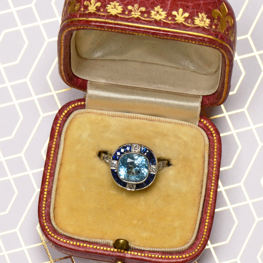 
                      
                        Aquamarine Sapphire Diamond Ring
                      
                    