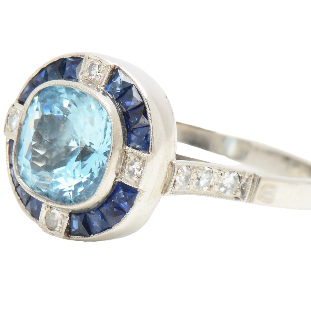 
                      
                        Aquamarine Sapphire Diamond Ring
                      
                    