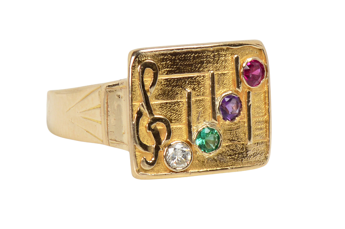 Acrostic DEAR Gemstone Music Motif Ring