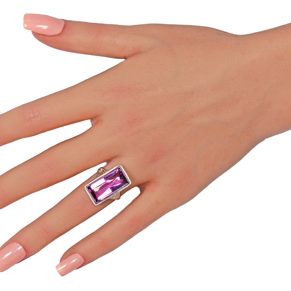 
                      
                        Buff Top Natural Amethyst 14k White Gold Vintage Ring
                      
                    