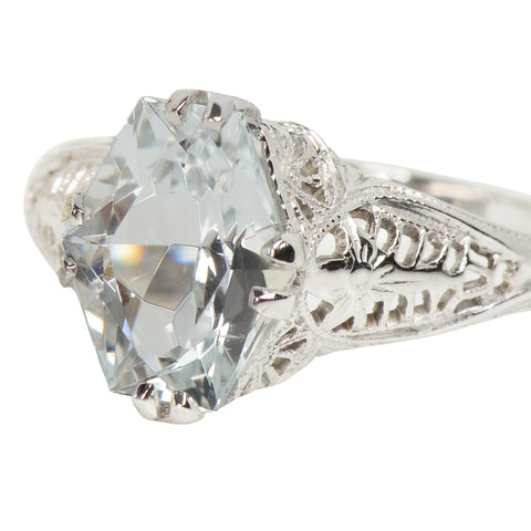 Ice Blue Aquamarine 14k White Gold Ring