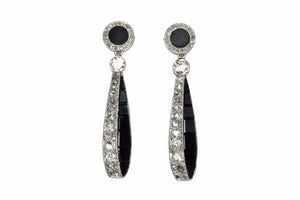 Art Deco Onyx Diamond Earrings