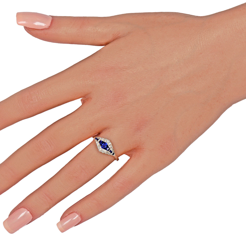 
                      
                        Art Deco Sapphire Diamond Platinum Ring
                      
                    