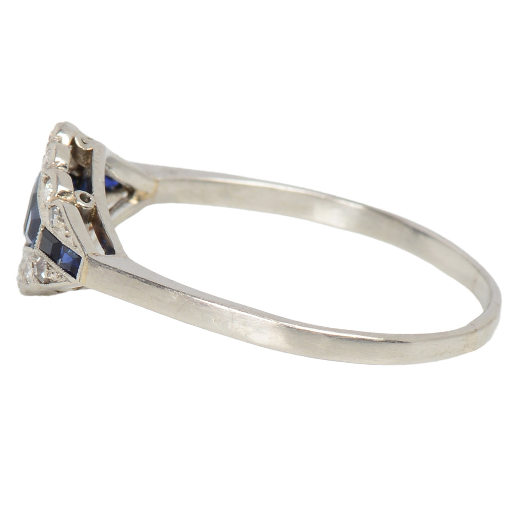 
                      
                        Art Deco Sapphire Diamond Platinum Ring
                      
                    