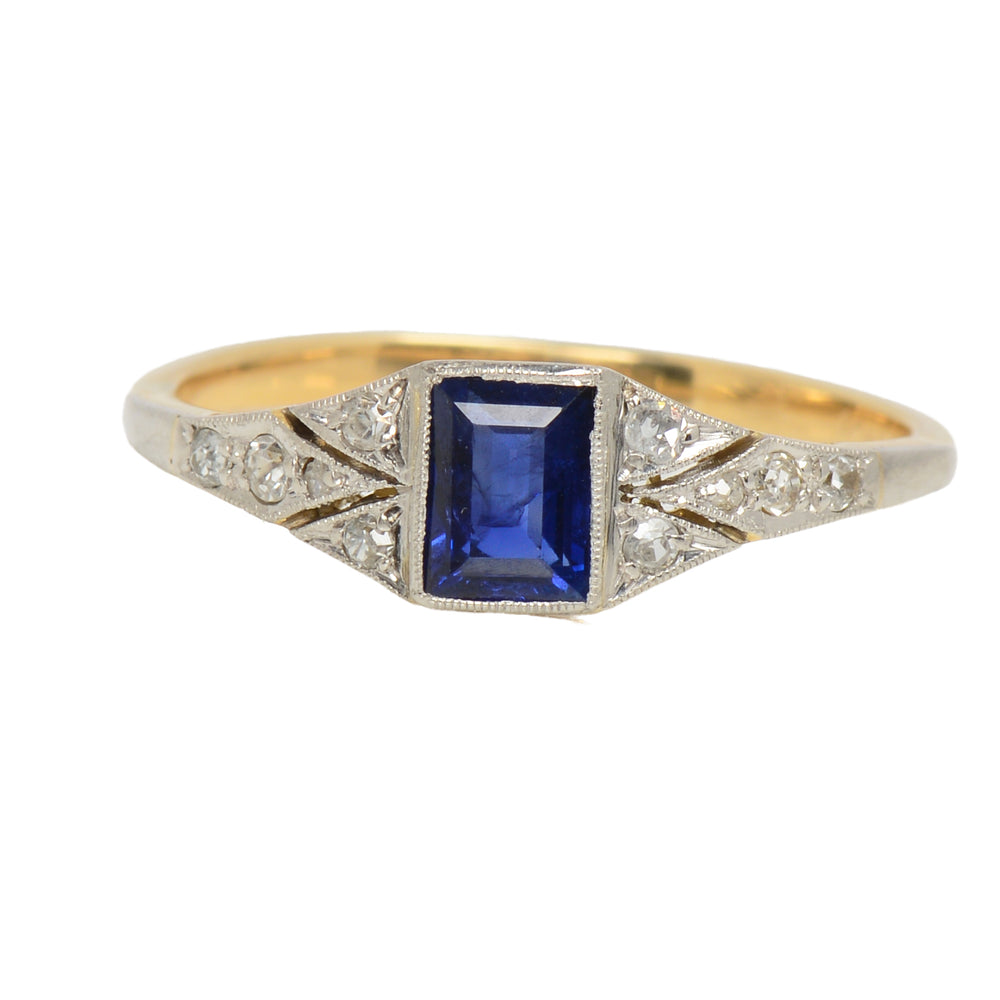 Vintage Art Deco Sapphire Diamond Engagement Ring