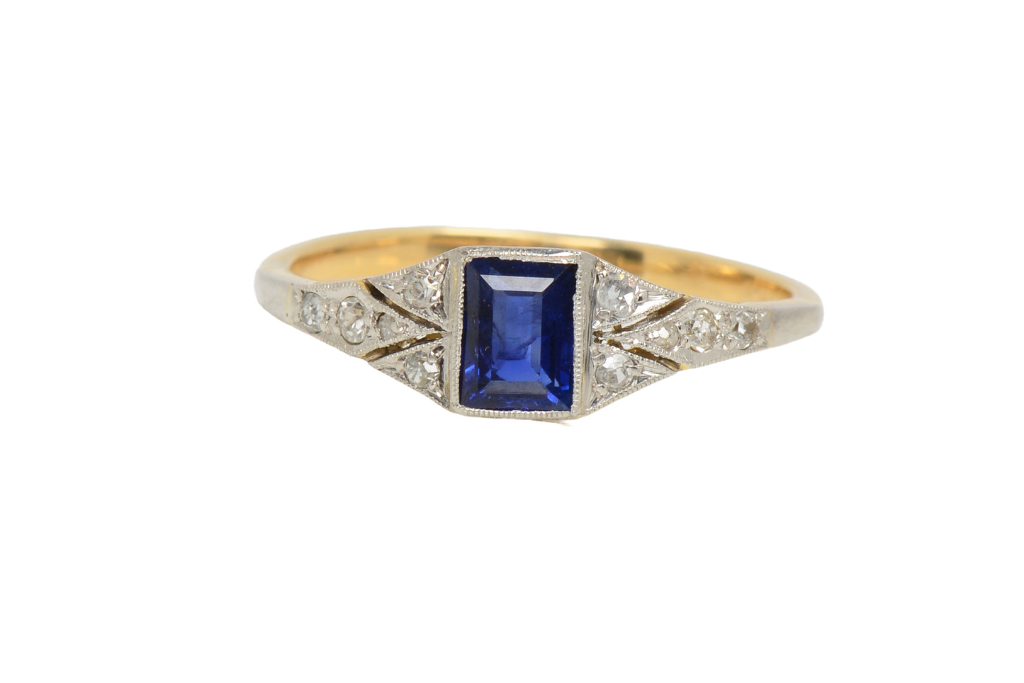 Vintage Art Deco Sapphire Diamond Engagement Ring