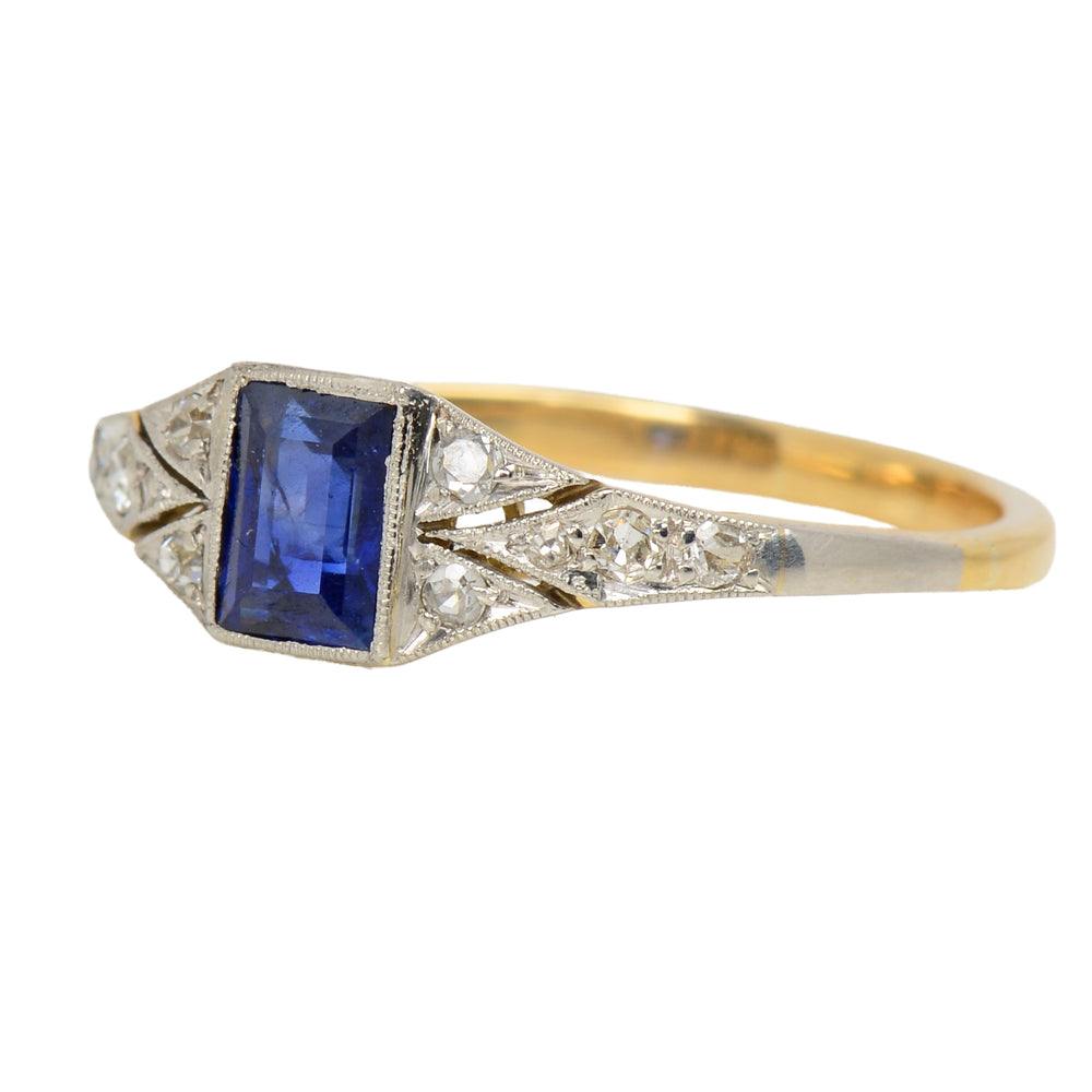 Vintage Art Deco Sapphire Diamond Engagement Ring