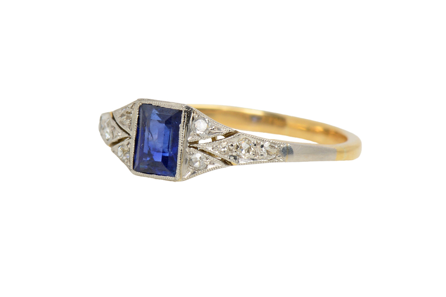Vintage Art Deco Sapphire Diamond Engagement Ring